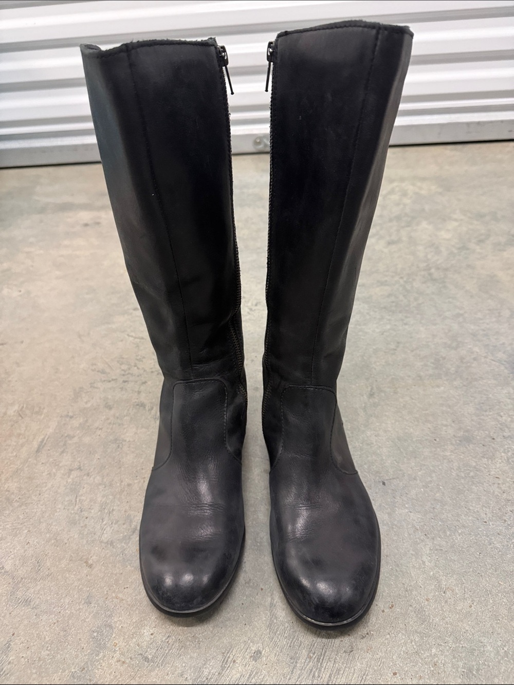 Born Black Tall Leather Zip-Back Women's Boots